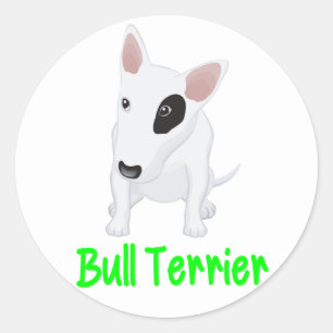 Liebe Bull Terrier Welpe Hund Blau Aufkleber / Eti