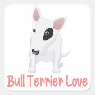 Liebe Bull Terrier Welpe Hund Blau Aufkleber / Eti