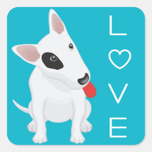 Liebe Bull Terrier Welpen Hund Aufkleber / Etikett