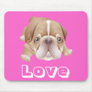 Liebe Bulldogge Welpe Hund Grafik Rosa Mauspad