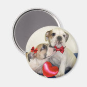 Liebe Bulldogs runder Magnet (Vorderseite/Rückseite)