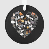 Liebe Bunnies Funny Rabbit Heart Ornament (Rückseite)