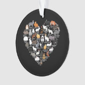 Liebe Bunnies Funny Rabbit Heart Ornament (Vorderseite)