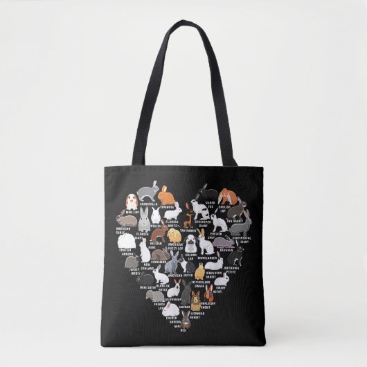 Liebe Bunnies Funny Rabbit Heart Tasche (Vorderseite)