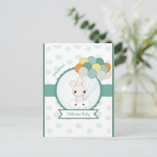 Liebe Bunnies New Baby Herzlichen Glückwunsch Ankündigungspostkarte (Stehend Vorderseite)