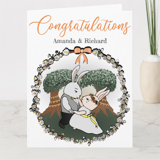 Liebe Bunnies Personalisiert Hochzeit Glückwunsch Karte (Vorderseite)