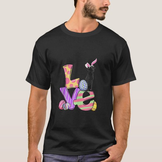 LIEBE Bunny Black Labrador Hund Ostereier Ostern D T-Shirt (Vorderseite)