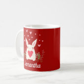 Liebe Bunny Custom Valentine's Day Kaffeetasse (Vorderseite Links)