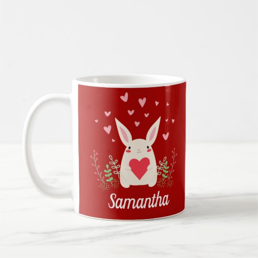 Liebe Bunny Custom Valentine's Day Kaffeetasse (Links)