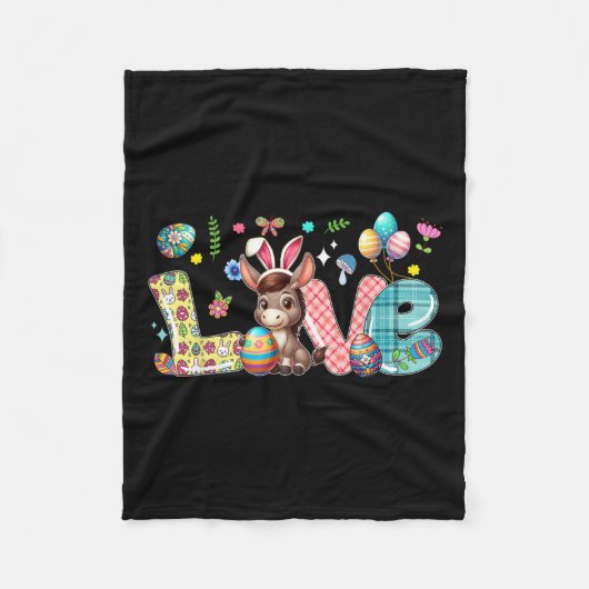 Liebe Bunny Donkey Ostertag Jagd Eier farbenfroh Fleecedecke (Vorderseite)