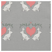 Liebe Bunny & Hearts Custom Fabric Print - Grau Stoff (Nahaufnahme)