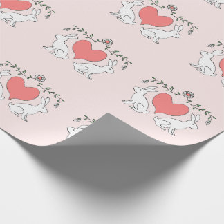 Liebe Bunny & Hearts Druckpapier - Rosa Geschenkpapier