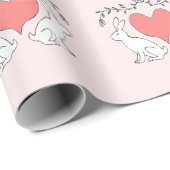 Liebe Bunny & Hearts Druckpapier - Rosa Geschenkpapier (Rolleneckpunkt)
