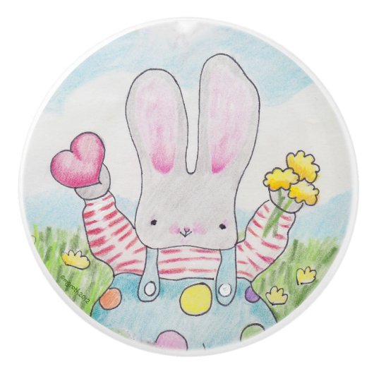 Liebe Bunny Knopf Keramikknauf (Vorderseite)