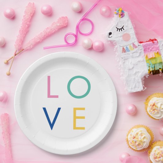 LIEBE bunt valentinische Typografie Pappteller (Party)