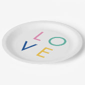 LIEBE bunt valentinische Typografie Pappteller (Schrägansicht)