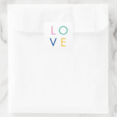 LIEBE bunt valentinische Typografie Quadratischer Aufkleber (Tasche)