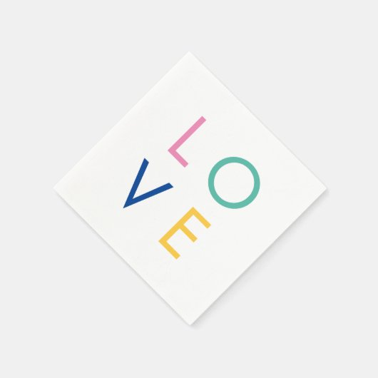LIEBE bunt valentinische Typografie Serviette (Ecke)