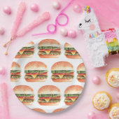 Liebe + Burgers Picnic GRILLEN Paares Brautparty Pappteller (Party)