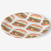 Liebe + Burgers Picnic GRILLEN Paares Brautparty Pappteller (Schrägansicht)