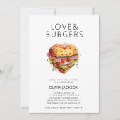 Liebe & Burgers Spaß Lässig Modernes Brautparty Einladung (Vorderseite)