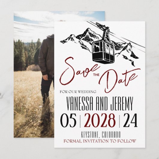 Liebe Burgund Save The Date (Vorne/Hinten)