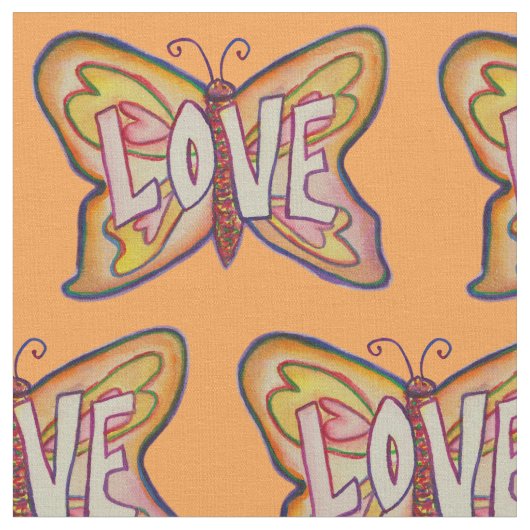Liebe Butterfly Inspiration Word Stoff Material (Nahaufnahme)