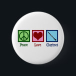 Liebe Button<br><div class="desc">Hübsch Peace Liebe Clarinets Geschenk. Niedliches Klarinettendesign für Orchester oder Band mit einem hübschen Friedenszeichen, Herz und Instrument.</div>