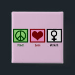 Liebe Button<br><div class="desc">Ein Friedenszeichen,  ein Herz und das Symbol für eine Frau. Frauenförderung und Frauenrechtsgeschenk.</div>