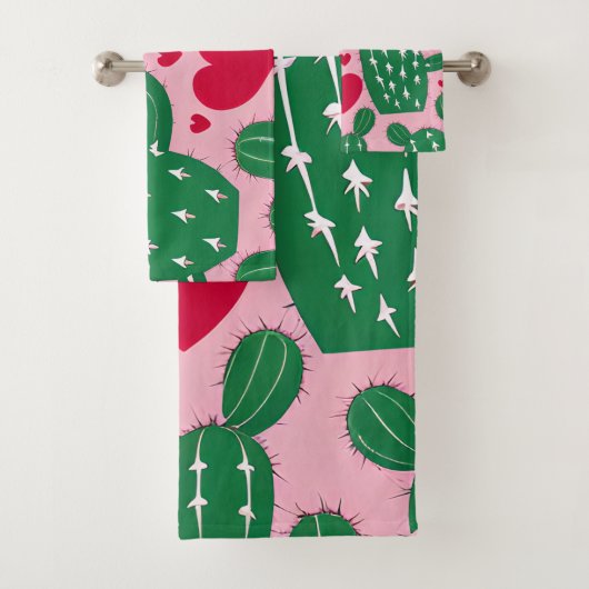 Liebe Cactus Pattern Badhandtuch Set (Insitu)