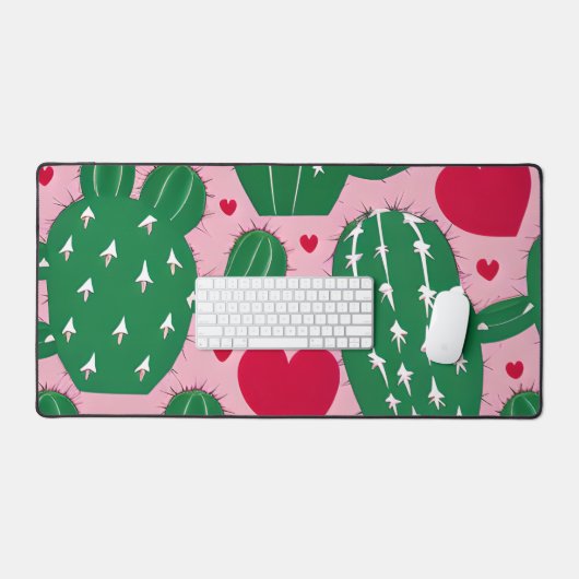 Liebe Cactus Pattern Schreibtischunterlage (Tastatur & Maus)
