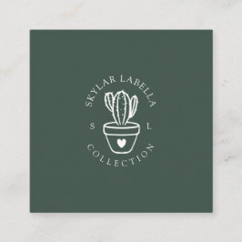 Liebe Cactus Pflanze Line-Art-Logo und Monogramm Quadratische Visitenkarte