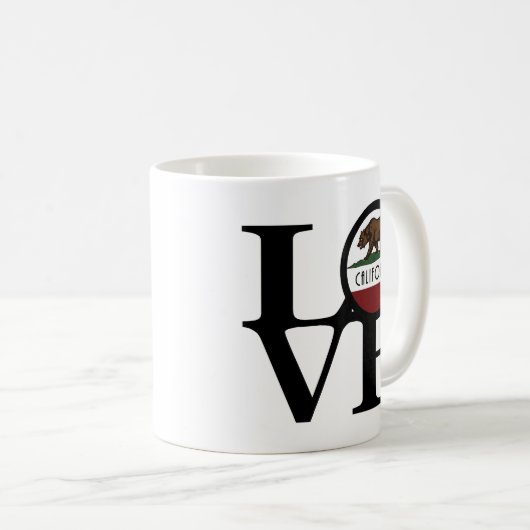 LIEBE California 11oz Kaffeetasse (VorderseiteRechts)