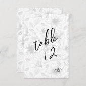 Liebe Calligraphy Floral Tischnummer B&W ID940 (Vorne/Hinten)
