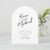 Liebe Calligraphy Wedding B&W Arch ID940 Einladung (Stehend Vorderseite)