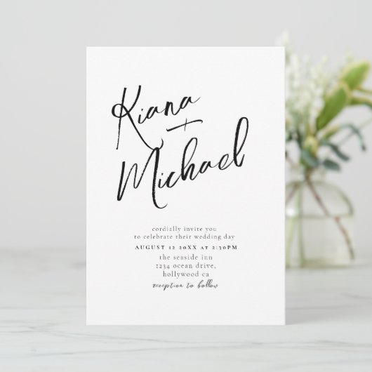 Liebe Calligraphy Wedding B&W ID940 (Stehend Vorderseite)