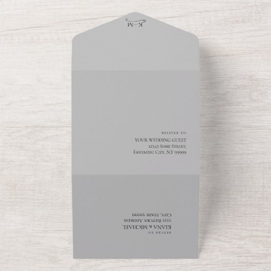 Liebe Calligraphy Wedding B&W ID940 All In One Einladung (Außenbereich)