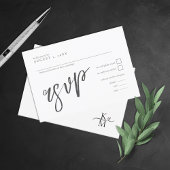 Liebe Calligraphy Wedding B&W ID940 RSVP Karte