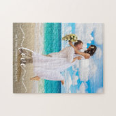 Liebe Calligraphy Wedding Foto Puzzle (Horizontal)