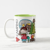 Liebe-Camping des Brown-Haar-Mädchen-I Zweifarbige Tasse (Links)