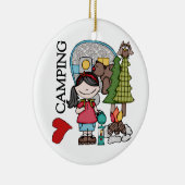 Liebe-Camping des schwarzes Haar-Mädchen-I Keramik Ornament (Rechts)