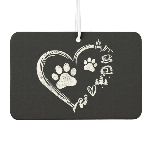 Liebe Camping Dog Paw Print Heart Flip Flops Kaffe Autolufterfrischer (Vorderseite)