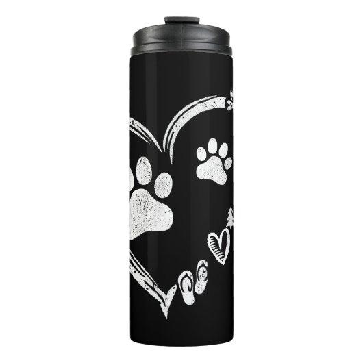 Liebe Camping Dog Paw Print Heart Flip Flops Kaffe Thermosbecher (Vorderseite)