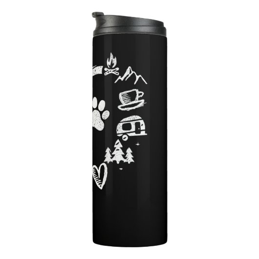 Liebe Camping Dog Paw Print Heart Flip Flops Kaffe Thermosbecher (Nach rechts gedreht)