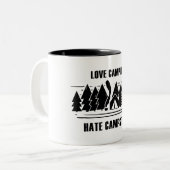 Liebe Camping, Hass-Campingplätze Zweifarbige Tasse (Vorderseite Links)