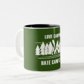 Liebe Camping, Hass-Campingplätze Zweifarbige Tasse (Vorderseite Links)