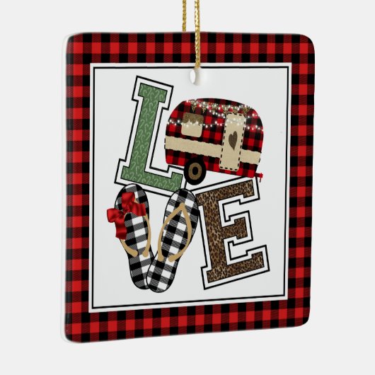 Liebe Camping Moderne Weihnachtscamper Flip Flops Keramikornament (Rechts)