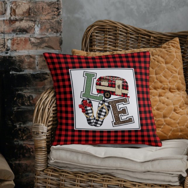 Liebe Camping Moderne Weihnachtscamper Flip Flops Kissen (Von Creator hochgeladen)