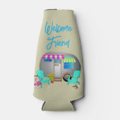 Liebe Camping Sprichwort Silver Trailer Flaschenkühler (Vorderseite)