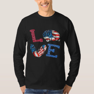 Liebe Camping USA Flag 4. Juli Dreh Flop Camper T-Shirt